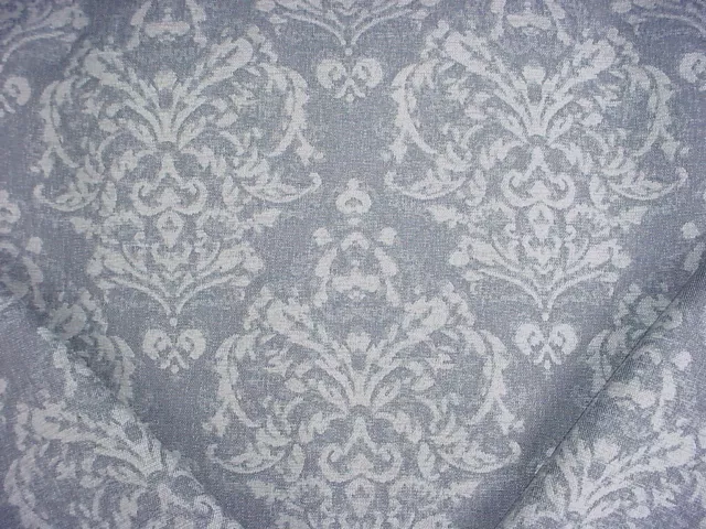 14Y Kravet Lee Jofa Pacific Blue Ecru Floral Linen Damask Upholstery Fabric