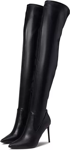 Steve Madden Vivee Black Paris Pointed Toe Stiletto Heel Over The Knee Boots