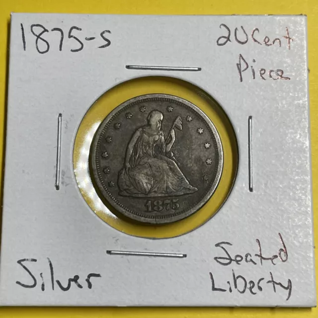 1875-S Twenty Cent Piece Seated Liberty Silver Rare Low Mintage