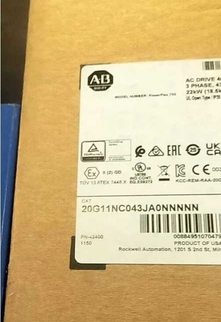 ALLEN BRADLEY 20G11NC043JA0NNNNN 20G AC Drive 22kW  400V 30hp FREE SHIPPING