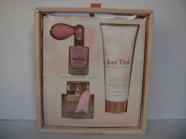 NEXT JUST PINK 30ml Edp, Body Lotion 200ml Shimmer Body Dust