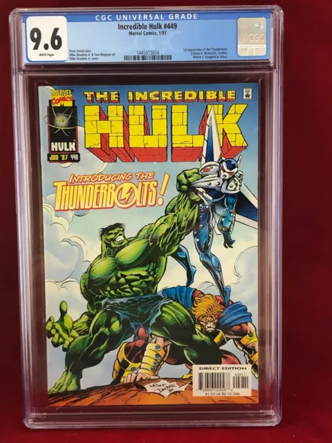 INCREDIBLE HULK #449 comic 1st team appearance of THE THUNDERBOLTS  CGC 9.6