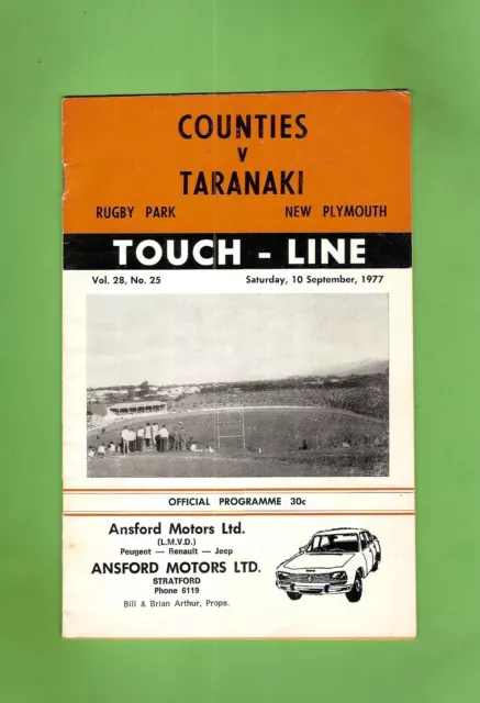 #Ss. Rugby Union Program-  10Th Septemebr 1977, Counties Vs Taranaki