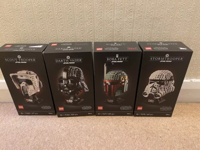 LEGO Star Wars Helmets Stormtrooper & Scout & Boba Fett & Darth - FAST DELIVERY