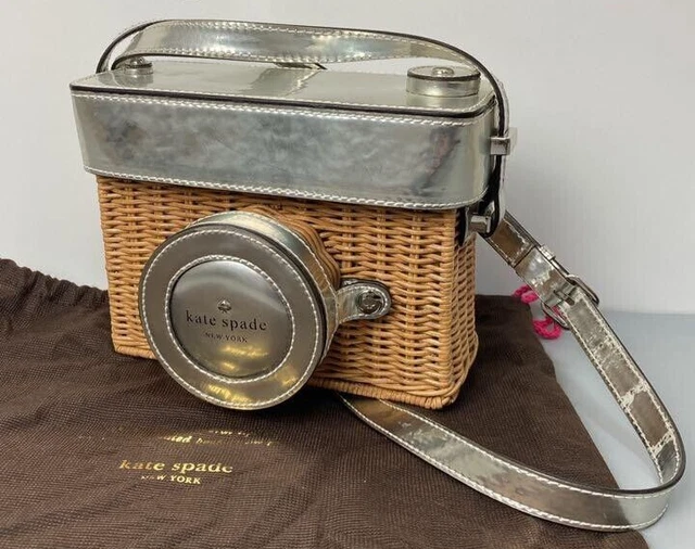 KATE SPADE NEW YORK Women's Camera Wicker Basket Bag Crossbody