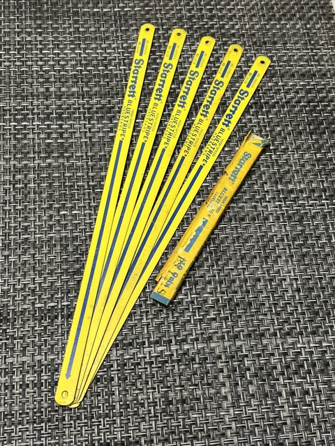 5- Vintage 12" STARRETT BLUESTRIPE HIGH SPEED EDGE HACKSAW BLADES BS 1218 Yellow