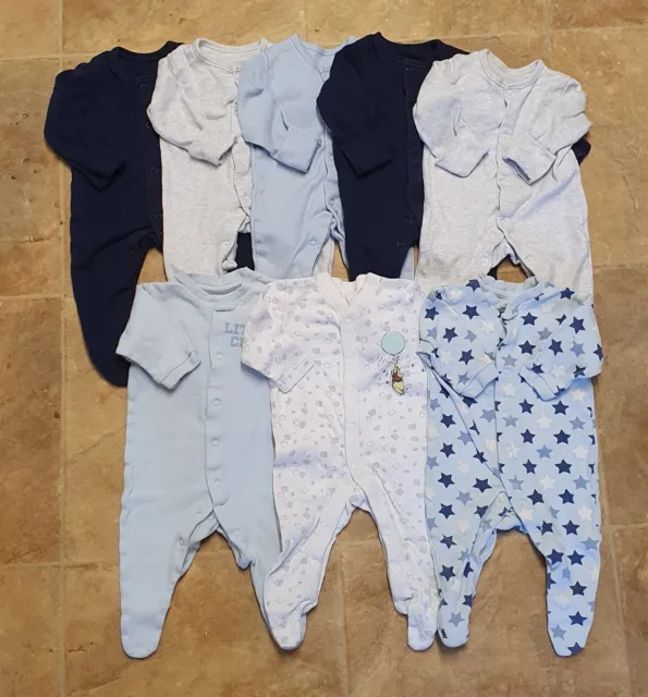 Bundle Of Baby Boys Kids Sleepsuits Babygrows Clothes Age 0-3 Months x 8.     #6
