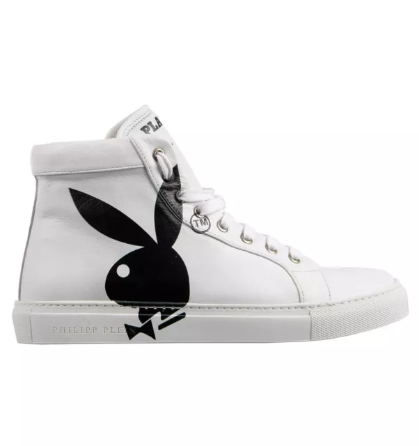 Philipp Plein X Playboy High-Top Lapin Crâne Imprimé Baskets Blanc Noir 08339