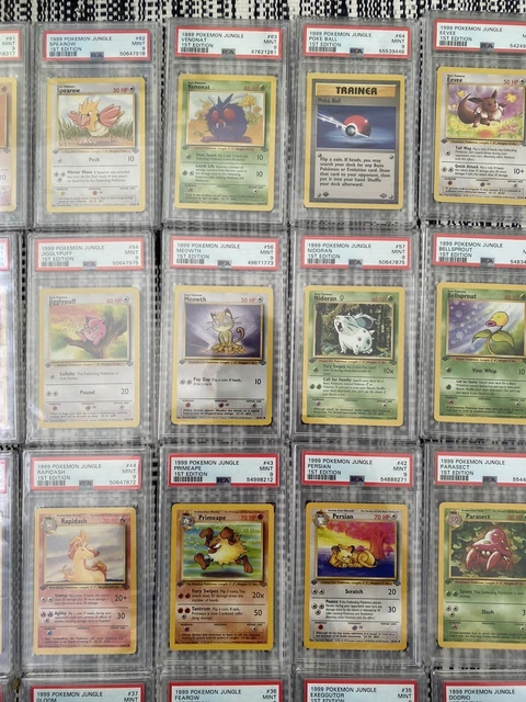 Komplettset, 1. Auflage Dschungel-Pokémon, PSA 9, 64/64, neuwertig, WOTC Vintage 9