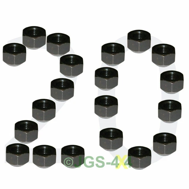 FITS DEFENDER & DISCOVERY 1 STEEL WHEEL NUT SET X20 BLACK NUTS - Foto 7