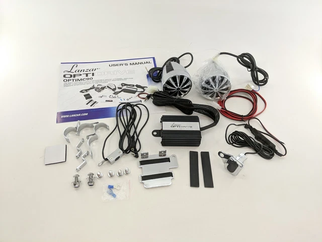 LANZAR Motorcycle Waterproof Speaker Amplifier System Set