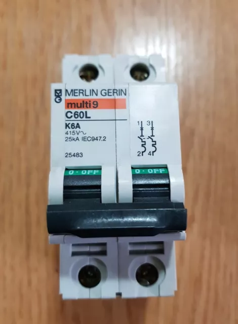 interruttore sezionatore magnetotermico bipolare Merlin Gerin multi9 C60L k6A