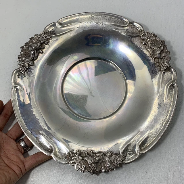 Antique Ornate Floral Boarder Solid Sterling Candy Tray By Watsoncraft ~ 480g