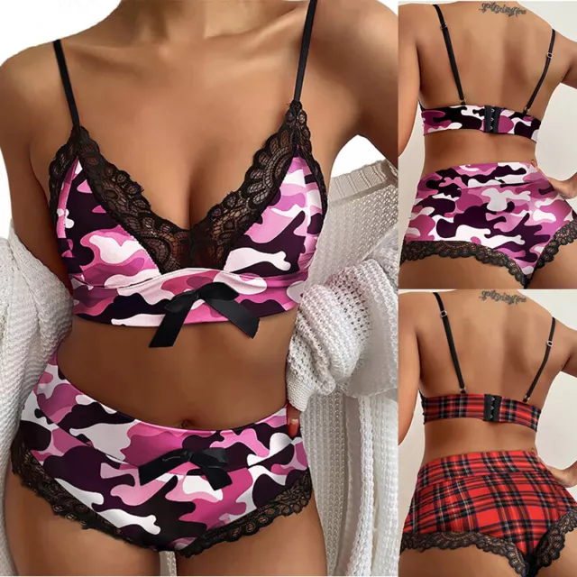 Ladies Underwear Sets Sexy Bra Red and black plaid Set Lace Red Black Lingerie