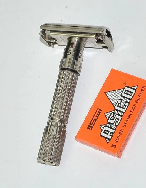 1960 Gillette Fatboy Adjustable DE Razor, NICE SHAPE, F-1