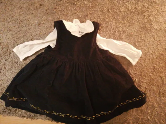 Mamas And Papas Baby Girls Navy Dress With Shirt 0-3mths Excellent Condition