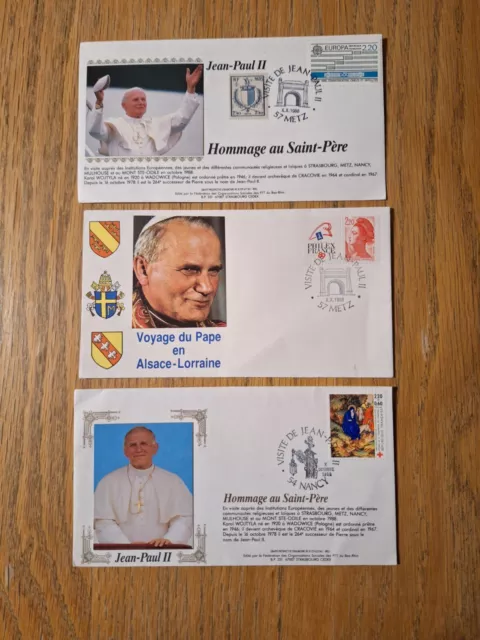 3 Enveloppes Jean Paul II V.Photos