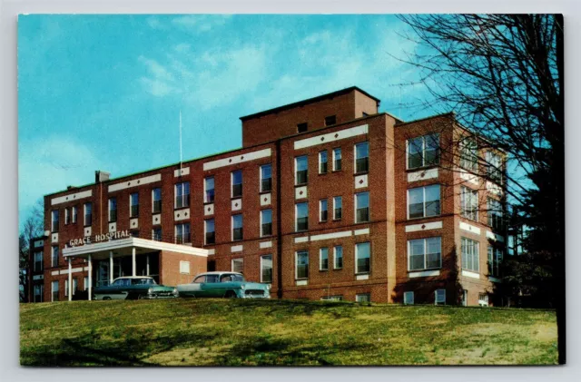 Morganton NC North Carolina Grace Hospital Old Cars Vintage Postcard