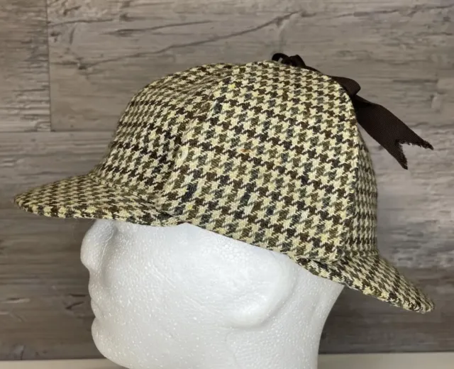 Vintage Sherlock Holmes Tweed plaid hat Dunn & Co. Made in Britain Size 7 / 57