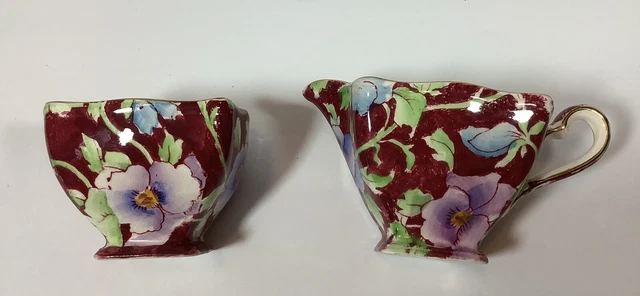 Royal Winton Chintz Ascot Open Sugar & Creamer June Festival Grimwades EXCELLENT 3
