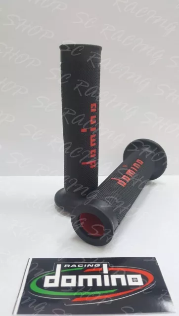 Domino Coppia Manopole Universali Racing Nero Rosso Grips Yamaha Tmax 500 530