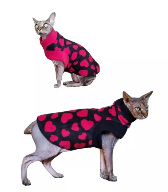 sizes comfy HEARTS jumper for a Sphynx cat, Sphynx clothes, Hotsphynx, Sphinx