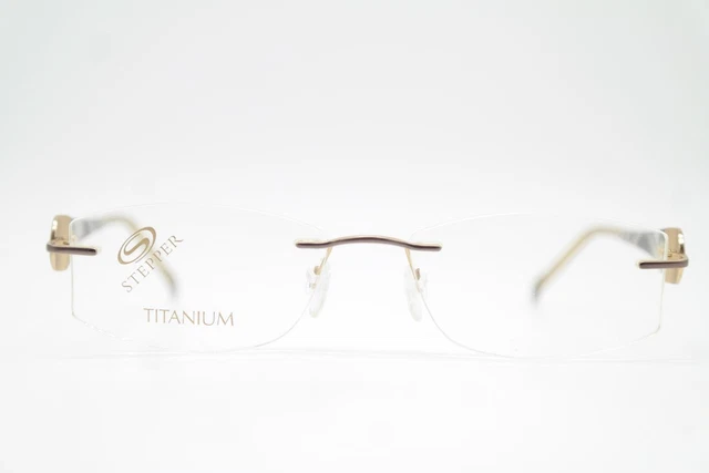 Lunettes Vintage Stepper SI 201 Or Brun Transparent Ovale - Monture Acétate Allemande NOS Unisexe