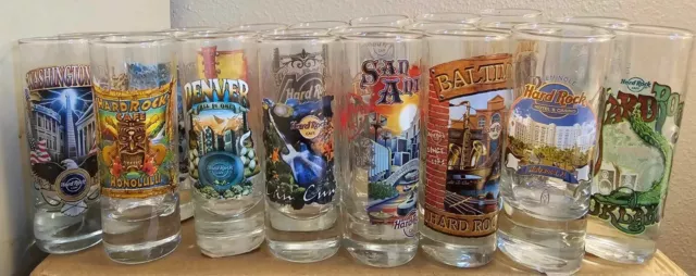 Hard Rock Cafe Vintage Tall City T-shirt Shot Glasses-Various Cities
