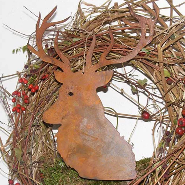 Edelrost Hirsch mit Geweih - Gartendeko Rost Weihnachtsdeko Hirschkopf Metall