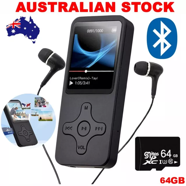 64 GB Music Player MP3 MP4 1.8'' Screen Portable FM Radio Voice Recorder Gifts