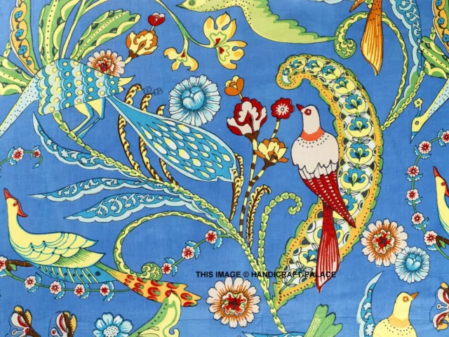 Indien Tissu Coton Oiseau Paon Imprimé Desseré Couture Course Artisanat par Le