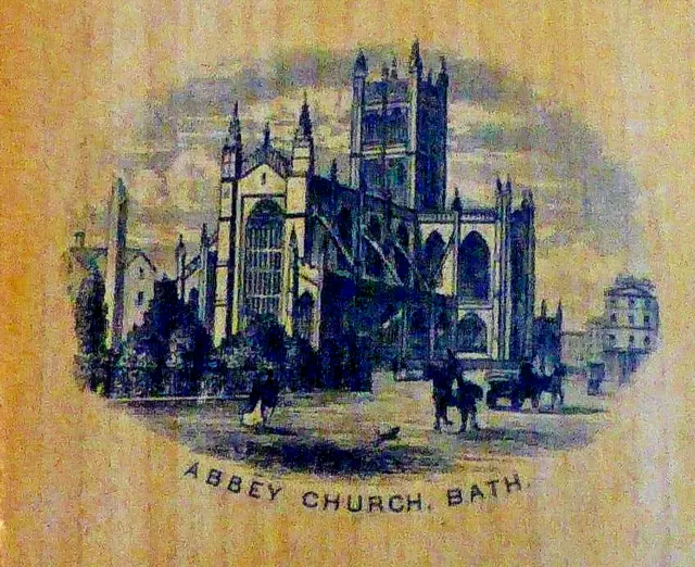Rare Antique Victorian Mauchline Ware Needle Case Abbey Church, Bath C1870 2