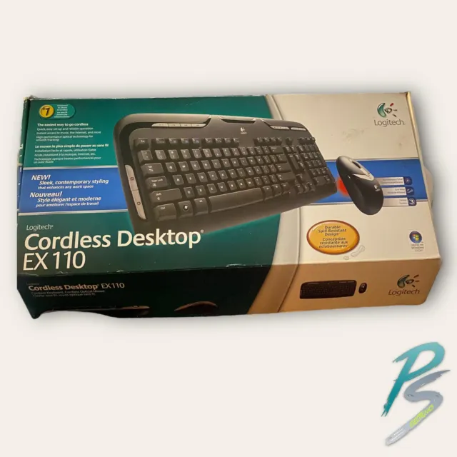 Logitech EX110 Cordless Desktop Wireless Keyboard & Optic Mouse - NEW, Open Box