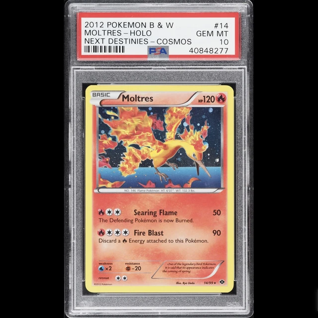 Moltres PSA 10 Next Destinies Set Holo 2012 Pokemon Gem Mint Cosmos POP 1