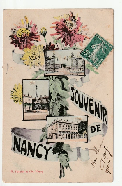NANCY - CPA 54 - Carte Souvenir de Nancy - carte 3 vues et Fleurs