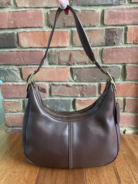 Vintage Coach #9342 Legacy Brown Leather Small Shoulder Hobo Bag Zoe Purse