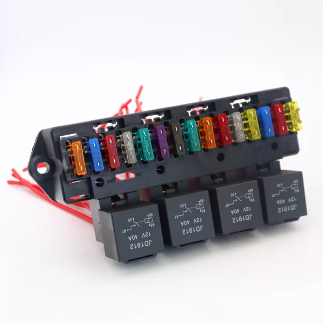 15 Way Blade Fuse Box Block Holder with 4 Way 12V 40A Relay For Car Truck Marine