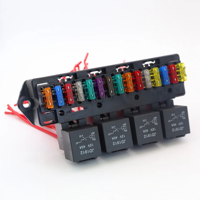 15 Way Blade Fuse Box Block Holder with 4 Way 12V 40A Relay For Car Truck Marine
