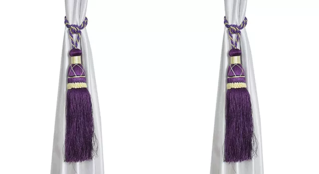 Beautiful Polyester Tassel Rope Curtain Tieback Purple Lace set of 2 Pcs