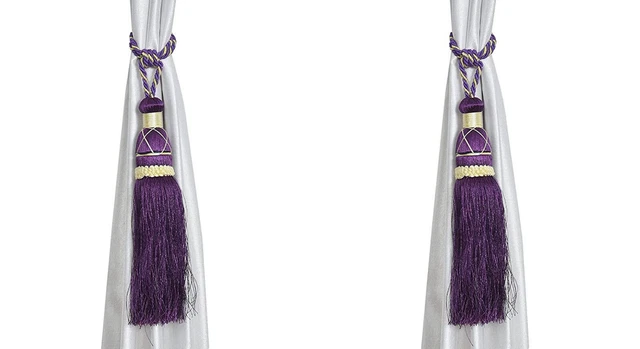 Beautiful Polyester Tassel Rope Curtain Tieback Purple Lace set of 2 Pcs