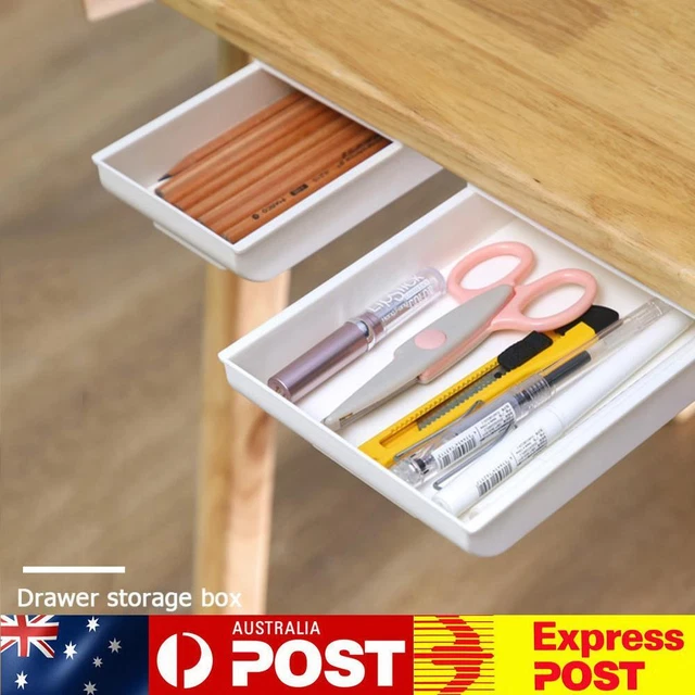 Under Desk Self-adhesive Table Drawer Storage Box Desktop Organizer Tray Box