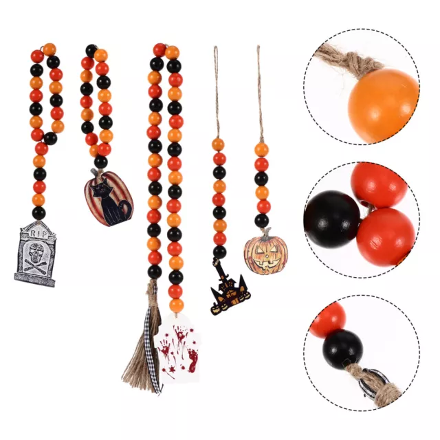 Halloween Wood Bead String Mantel Decor Props Fall Garland Household