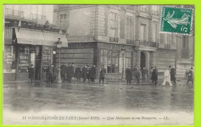 75 - PARIS - Inondations 1910 - Quais Malaquais et rue Bonaparte - Bureau Tabac