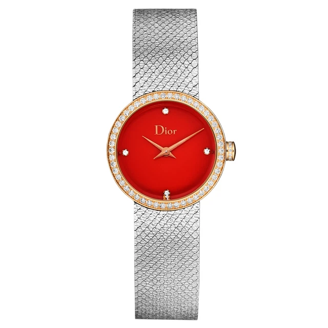 Christian Dior Women's La D De Dior Diamond Bezel Red Dial Milanese CD047120M001