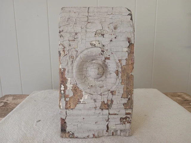Antique Old Bullseye TRIM Plinth Block DOOR Molding ORNATE-Painted