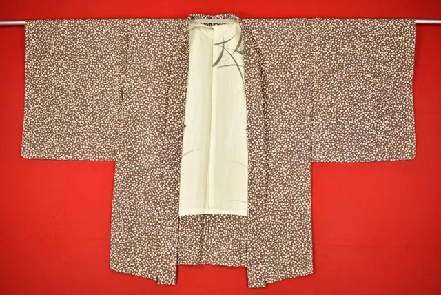 Vintage Japanese Kimono Silk Antique BORO Black HAORI Kusakizome Dyed/B789/460