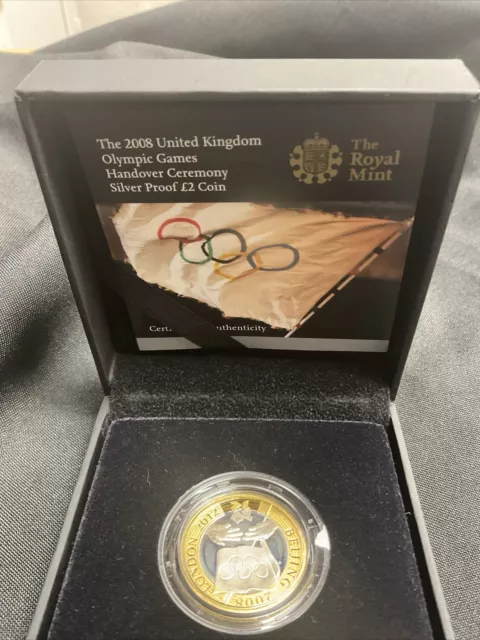 Silver Proof £2 Pound Coin 2008 Olympic Games Handover Boxed & COA . TONING 3