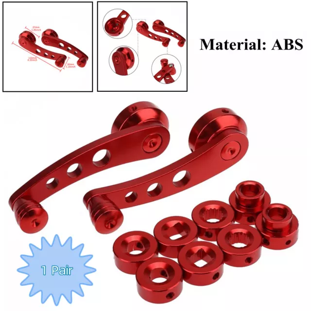Universal 11.5cm Car Interior Manual Door Window Winders Crank Handles ABS Red×2