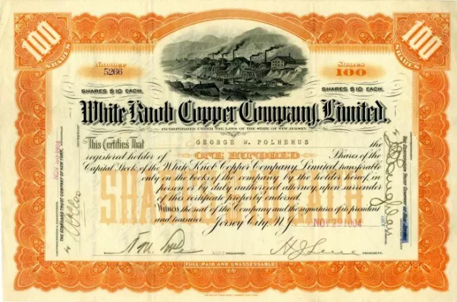 White Knob Copper Co., Limited - Stock Certificate - Mining Stocks