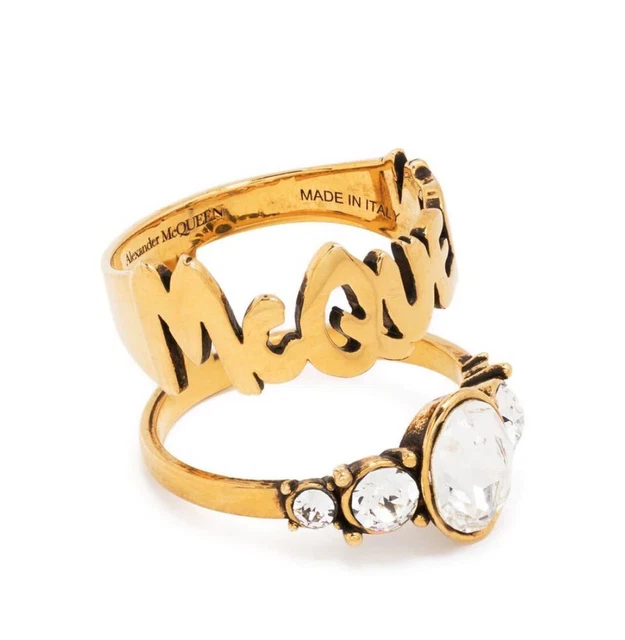 ALEXANDER McQUEEN WOMEN GRAFFITI LOGO RING MADE IN ITALY 710498J160T